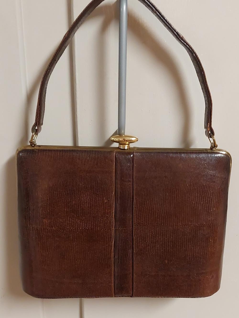 Escort Vintage Brown Lizard Top-Handle Bag